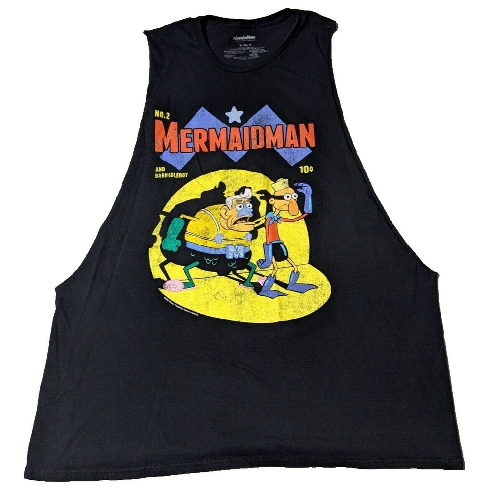 MERMAIDMAN AND BARNACLEBOY Men XL Black NICKELODEON Sleeveless Muscle T-Shirt